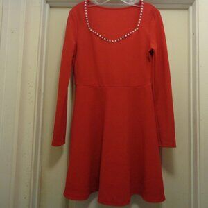 PRINCESS BRIGHT RED KNIT GIRL FLOUNCE PEARLY DRESS 10